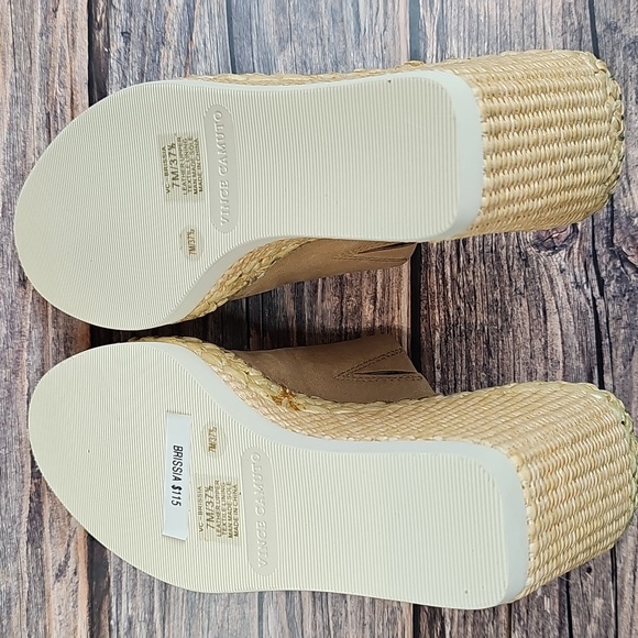 NIB VINCE CAMUTO BRISSIA TORTILLA SILKY NUBUCK PLATFORM WEDGE MULES - Picture 8 of 12